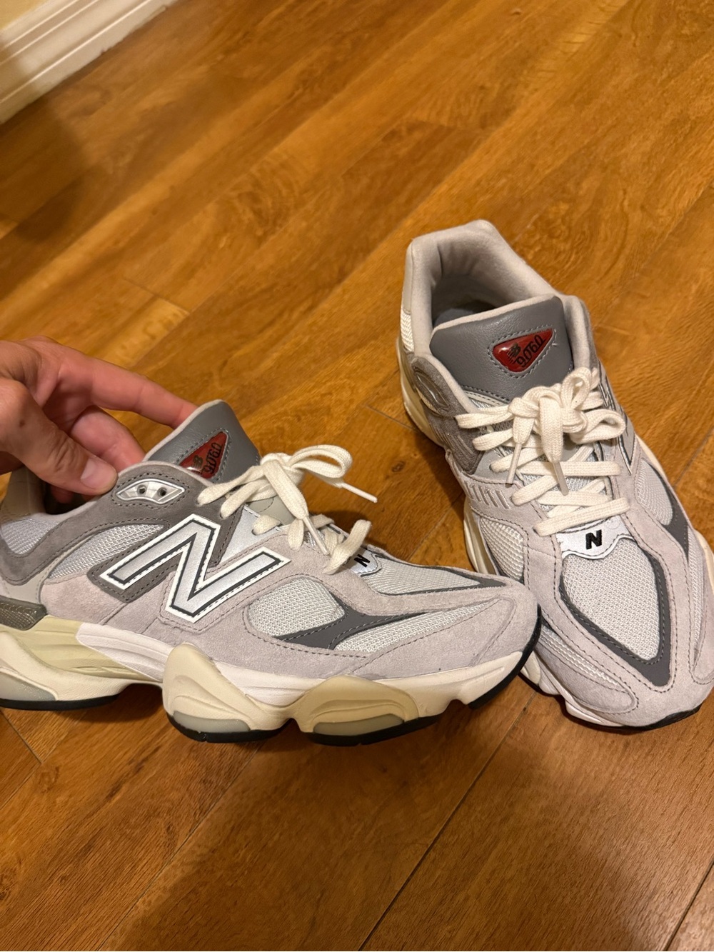 New Balance Gray & White Mesh Suede Sneakers